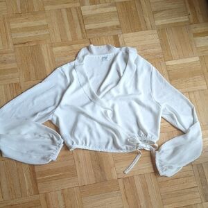 Aritzia Sunday Best White Wrap Around Blouse